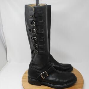 Frye Boots Womens 8 Veronica Belted Tall Leather Motorcycle Riding Rugged Retro